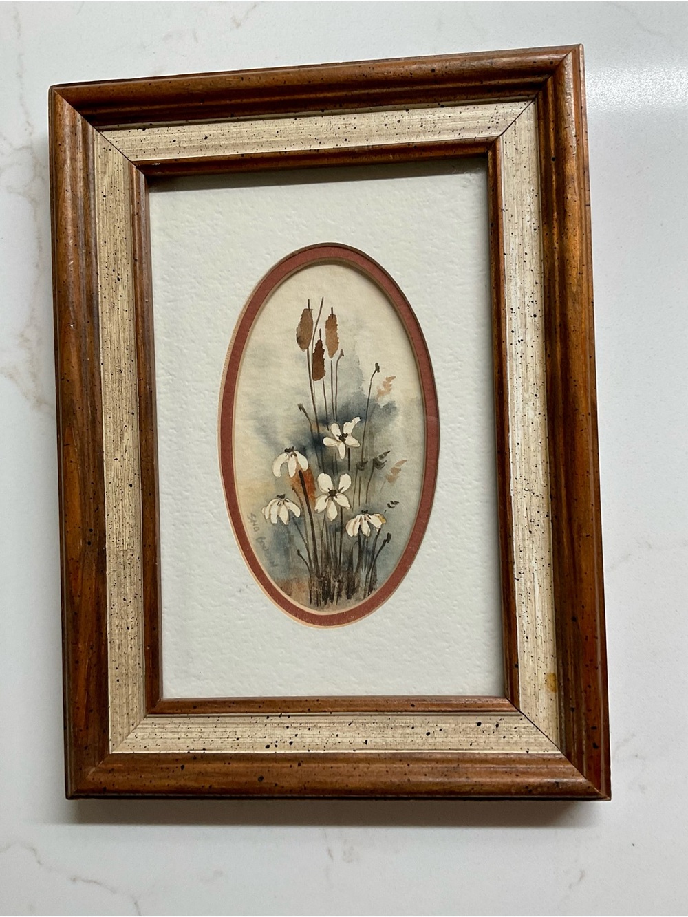 Small Custom Framed Floral Watercolor Original by Sharon Boudin. Frame is 5x7.